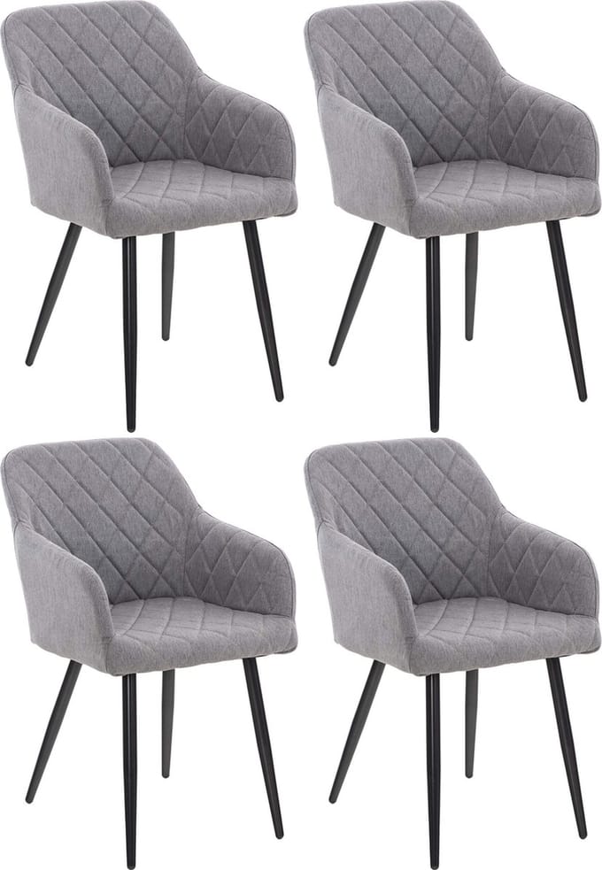 CLP Shila Set van 4 Eetkamerstoelen grijs Stof