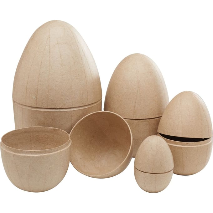 Papieren-mâché eieren, deelbaar, set van 5