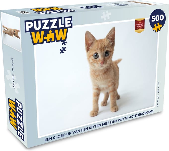 Puzzel Een close-up van een kitten met een witte achtergrond - Legpuzzel - Puzzel 500 stukjes