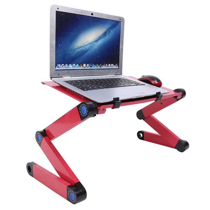 Aluminiumlegering Bed Opvouwbare Laptop Notebook Verstelbare Computertafel Standaard Rozerood