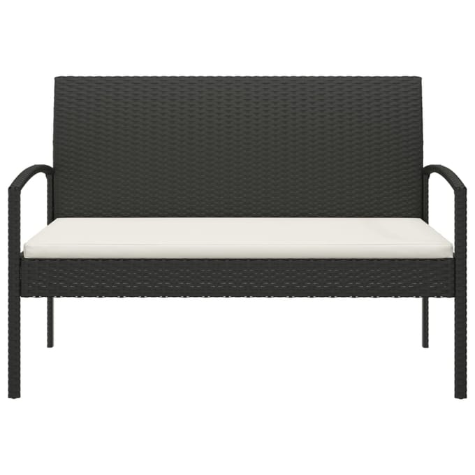 vidaXL - Tuinbank - met - kussen - 105 - cm - poly - rattan - zwart