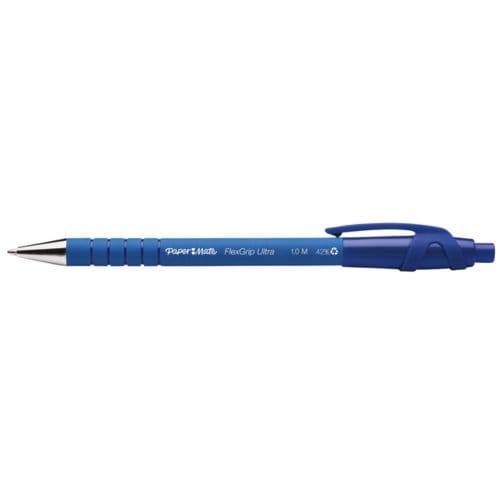 Paper Mate Flexgrip Ultra Retractable Ballpoint Pens | Medium Point (1.0mm) | Blue | 12 Count