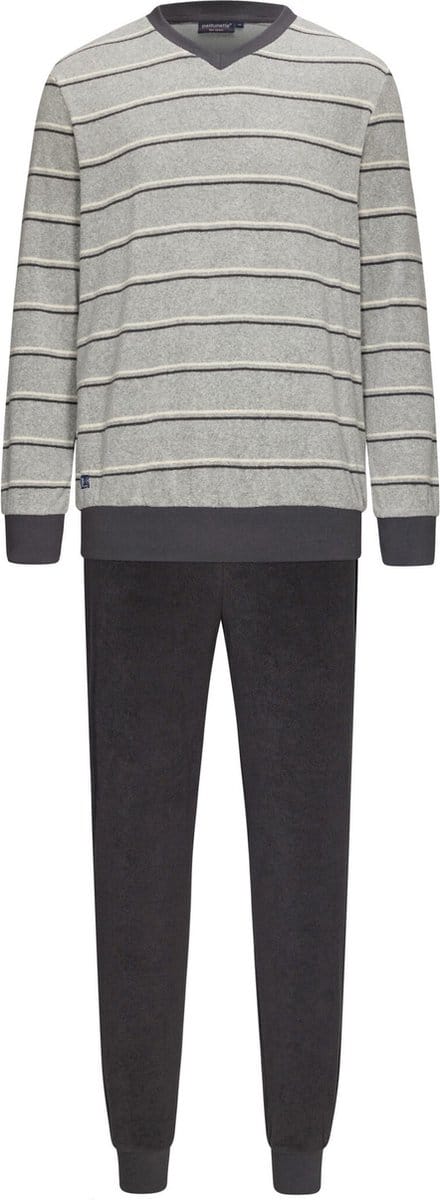 Pastunette Badstof Heren pyjama - Grey Stripes - S - Grijs