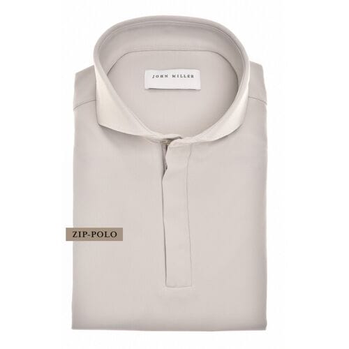 John Miller Polo Slim Hyperstretch Long Sleeve Zip Collar Licht Grijs / male