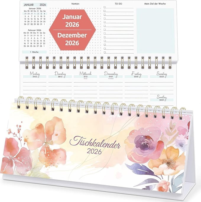 Tafelkalender 2026 Bureaukalender Weekplanner met Notities & Weekdoel - 1 Week op 2 Pagina's