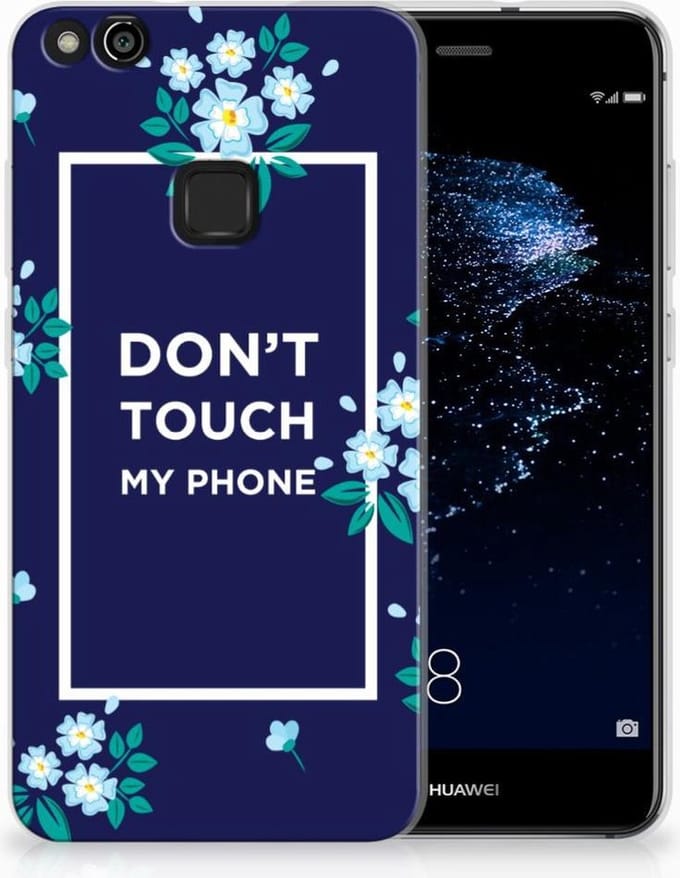 Huawei P10 Lite Silicone-hoesje Flowers Blue DTMP