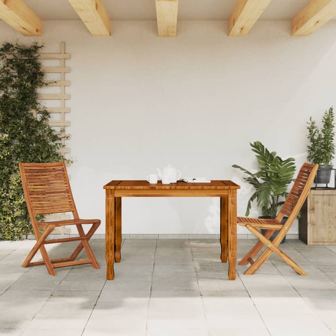 vidaXL - Opklapbare - stoelen, - 2 - stuks, - massief - acaciahout