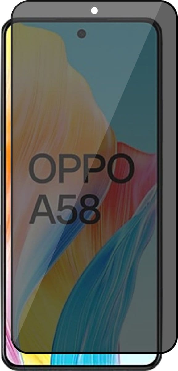 Privacy Screenprotector geschikt voor Oppo A58 4G - Volledig Dekkend Glas Screen Protector