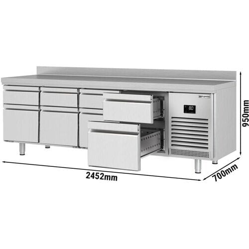 GGM Gastro Kühltisch Premium PLUS - 2452x700mm - 8 Schubladen - Aufkantung