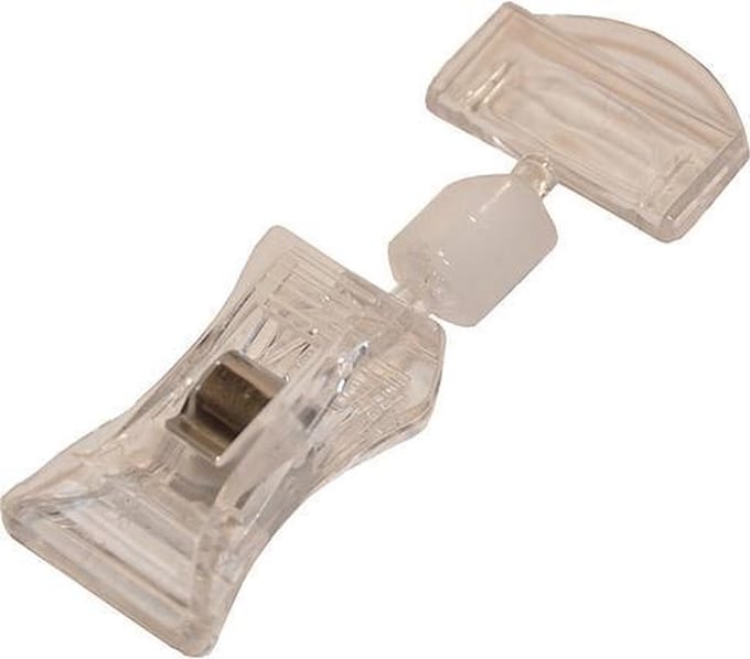 Prijskaarthouder met klem klein, 27 x 72 x 16 mm, pk a 10 stuks