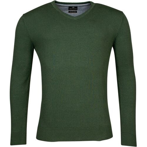 Baileys Trui Uni V-Neck Cotton Single Knit Donker Groen / male