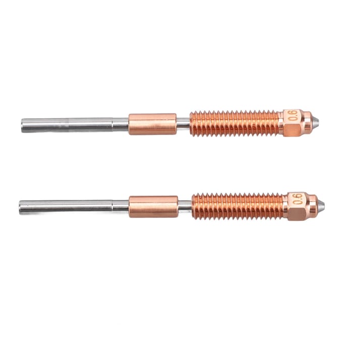 2 Stuks 3D Printer Nozzle 0.6mm 600mms Dubbele Metalen Nozzle Set voor Ender 3 V3 Plus K1C gray