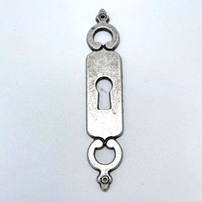 Sleutelplaat antiek Zilver verticaal 88x17mm