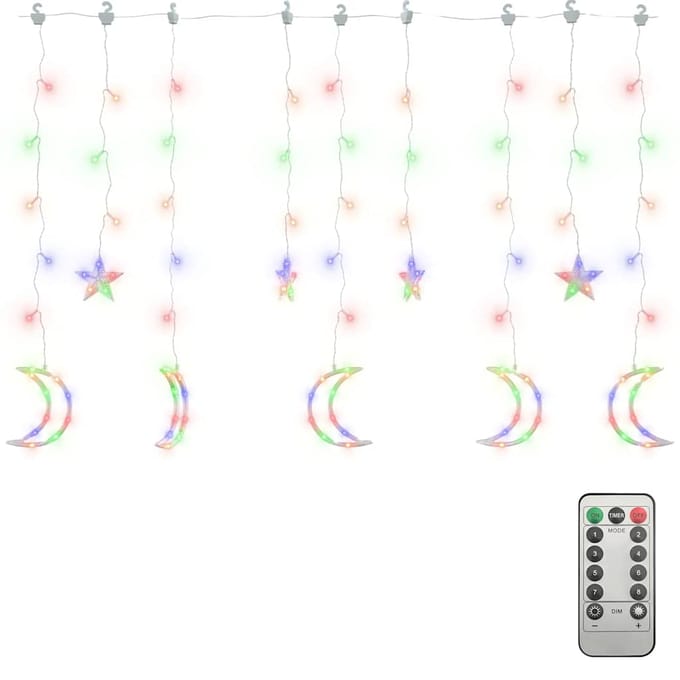 vidaXL Lichtslinger ster en maan 138 LED's meerkleurig