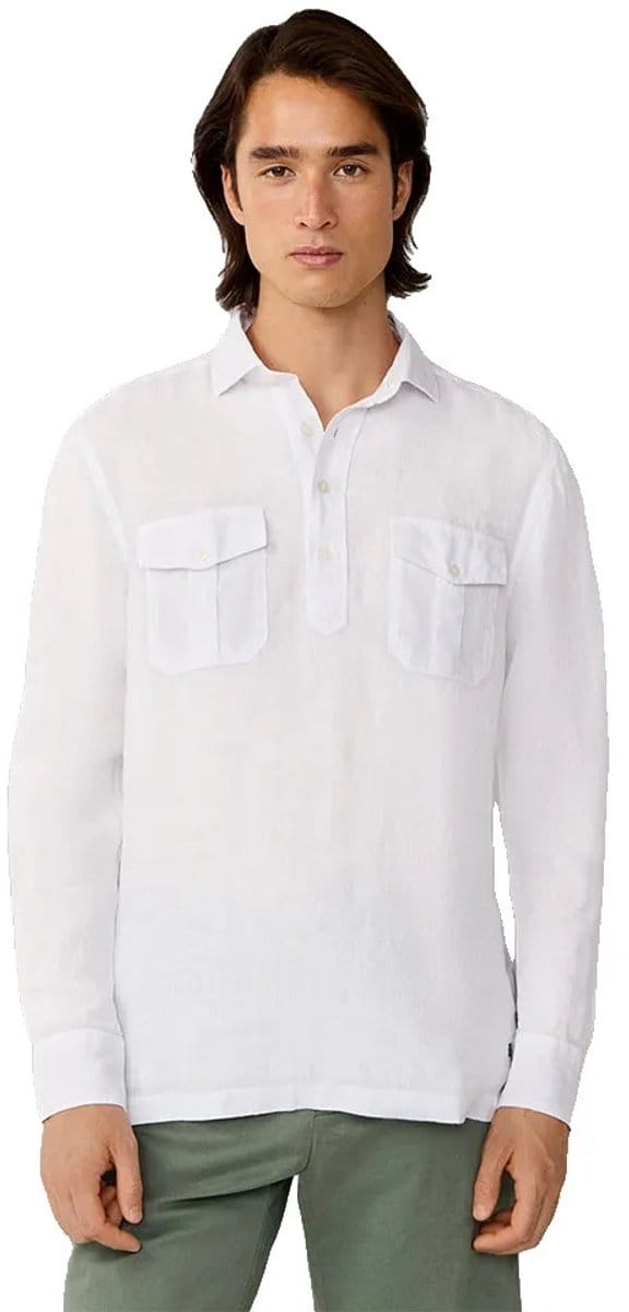 Hackett Heritage Linen Overhemd Met Lange Mouwen Wit M Man