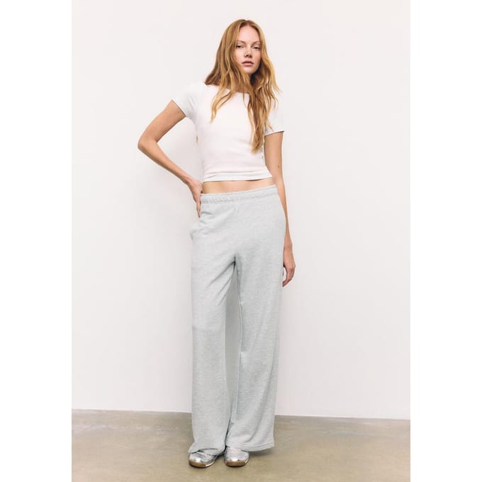 Stradivarius Wide-leg joggingbroek  Grijs melange L