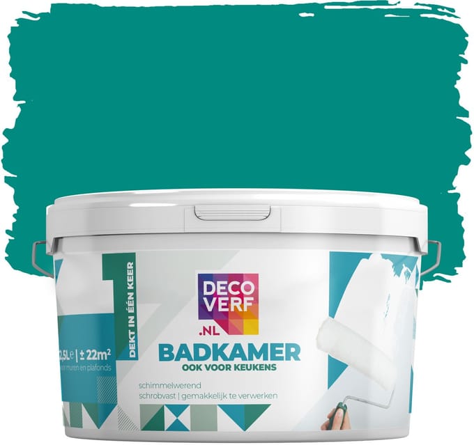 Decoverf badkamerverf 2.5L aquagroen
