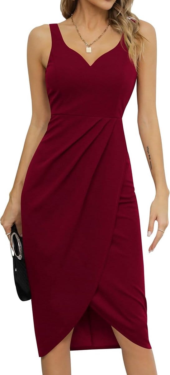 Cocktailjurk Dames Midi Wikkeljurk Elegante Partyjurk Zomerjurk