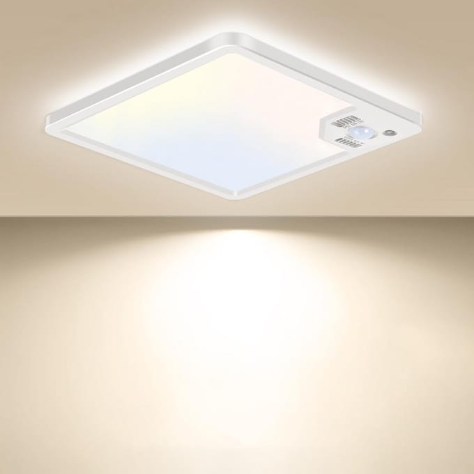 Led-plafondlamp met sensor - Bewegingslamp hal - Automatische verlichting - Drie kleurtemperaturen - 18 cm - Wit