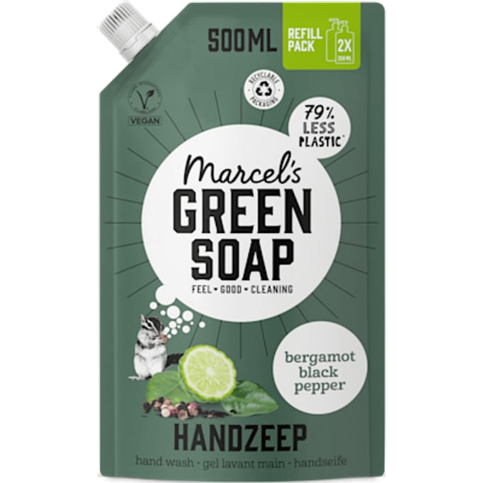 Marcel's Green Soap Handzeep Bergamot & Black Pepper Navulling - 500 ml