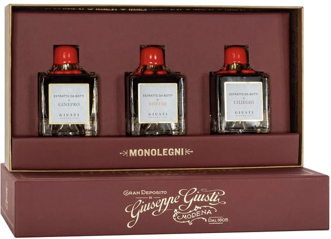 Giuseppe Giusti Monolegni Gift Set – 3×50 ml balsamico (Kersen-, Eiken- & Jeneverbeshout) - relatiegeschenk - kerstcadeau