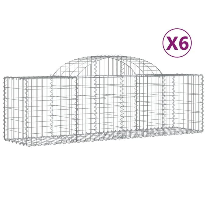 vidaXL - Schanskorven - 6 - st - gewelfd - 200x50x60/80 - cm - gegalvaniseerd - ijzer