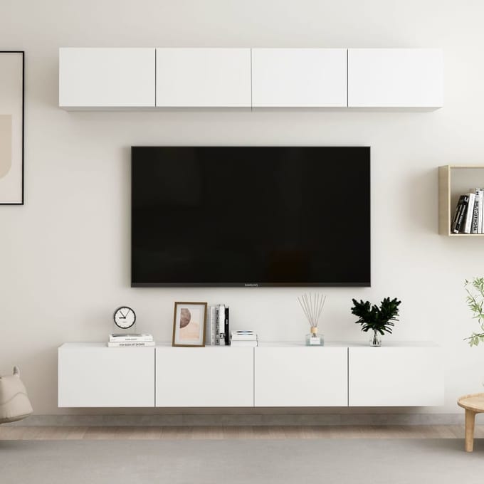 vidaXL - Tv-meubelen - 4 - st - 100x30x30 - cm - bewerkt - hout - wit