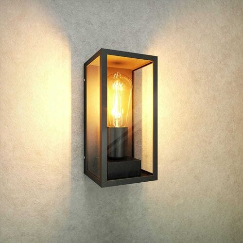V-TAC Industriële LED Wandlamp - Excl. E27 lichtbron - IP44 - Helder glas - Zwart
