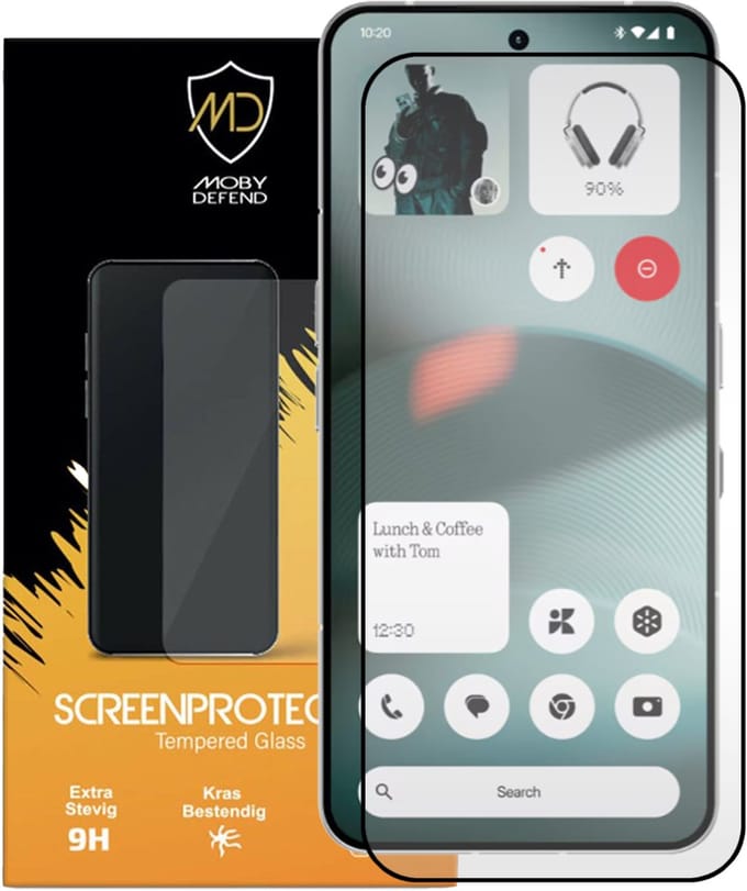 MobyDefend Screenprotector - Geschikt voor Nothing Phone (3) - Screensaver Met Zwarte Randen - Gehard Glas