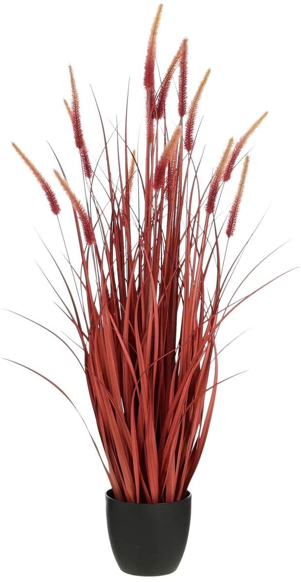 Mica Decorations Kunstplant Dogtail grass - 30x30x120 cm - PVC - Donker Rood