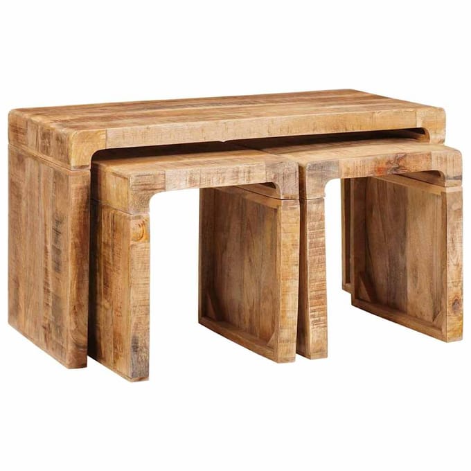 vidaXL - Nesttafel - 3 - st - Bruin - 82 - x - 40 - x - 46 - cm - Massief - Mango - Hout