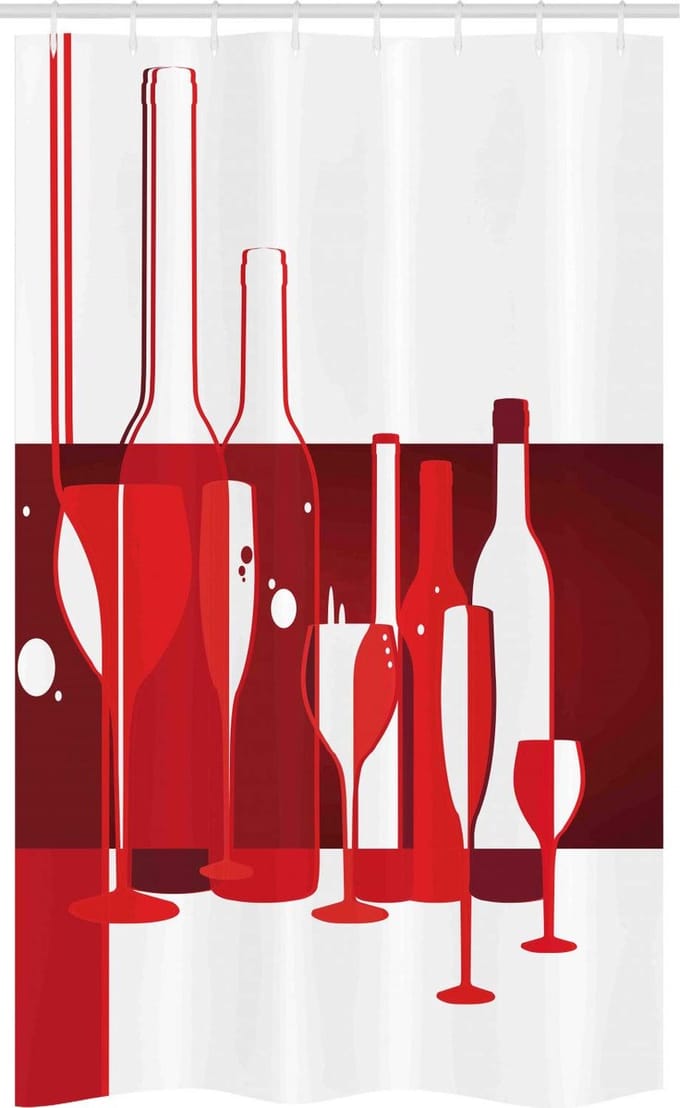 ABAKUHAUS douchegordijn – 120x180 cm – bordeauxrood/wit – polyester