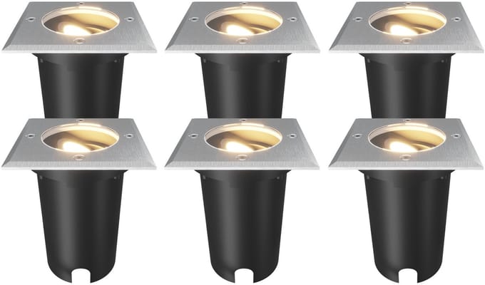 Ledvion Set van 6 LED Grondspot Buiten IP67 10W 230V GU10 vierkant