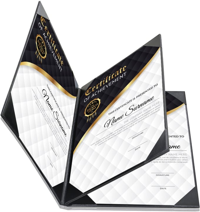 Goodline® - Rapportmap / Diplomamap / Certificaat Mappen - 4x A4 - Zwart