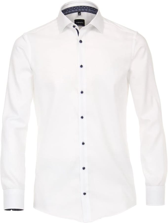 VENTI modern fit overhemd - wit structuur (contrast) - Strijkvrij - Boordmaat: 39 (EU maat: M)