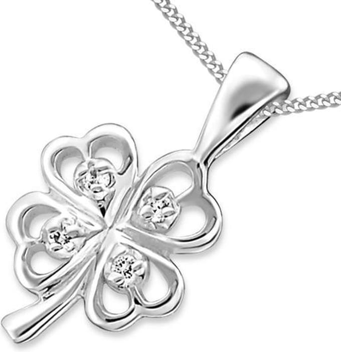 Montebello Ketting Klaverblad - Zilver Gerhodineerd - 10x17mm - 45cm