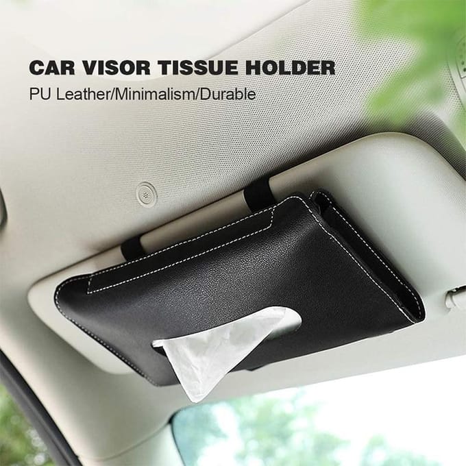 Boîte à mouchoirs en cuir PU, support suspendu pour pare-soleil de voiture, boîtes à mouchoirs de voiture, rangement intérieur automobile, accessoires de décoration noir