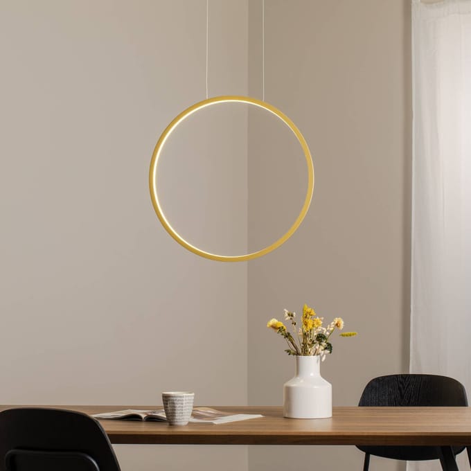 Milagro Lighting LED hanglamp Saturno verticaal, goud, Ø 50 cm, metaal