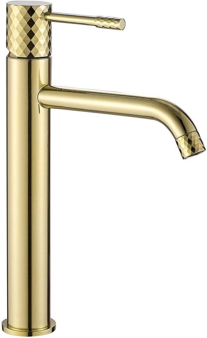 Rea Lungo Diamond high - Wastafelkraan - Gouden - 12X4X30CM