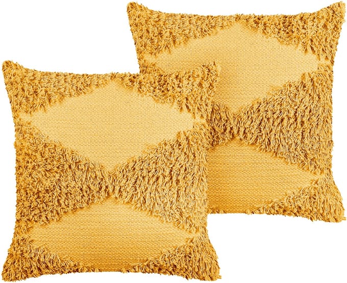 RHOEO - Sierkussen set van 2 - Geel - 45 x 45 cm - Katoen