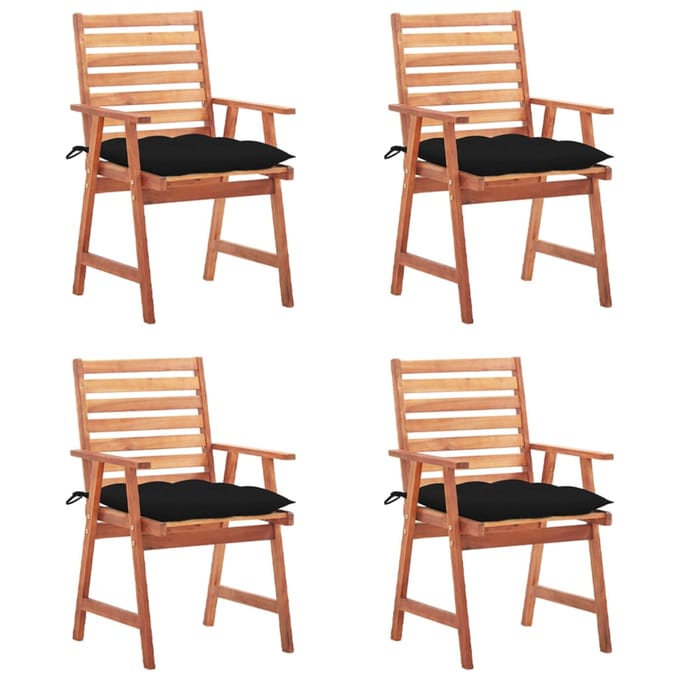 vidaXL - Tuinstoelen - 4 - st - met - kussens - massief - acaciahout