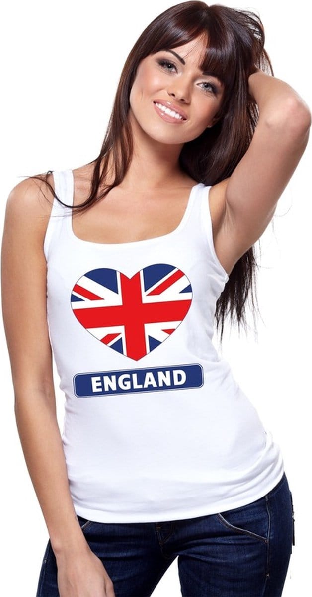 Engeland singlet shirt/ tanktop met Engelse vlag in hart wit dames M