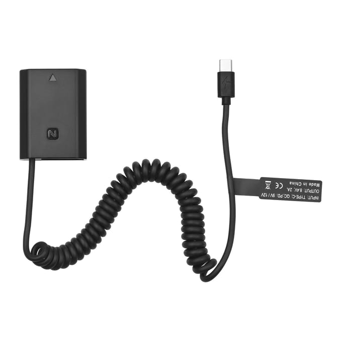 Andoer NP-FZ100 Dummy-batterij USB-C-koppeladapter met USB Type-C-veervoedingskabel Vervanging zwart