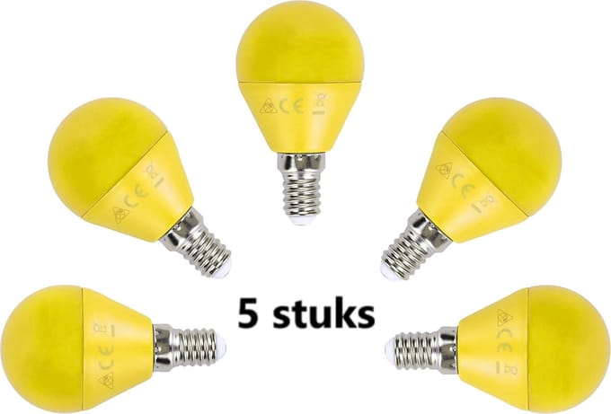G45 kogellamp 5 stuks | E14 LED lamp 4W=30W gloeilamp | geel licht