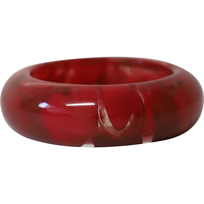 Lanvin Marmer Resign Bangle Armband in Rood en Zwart Plastic