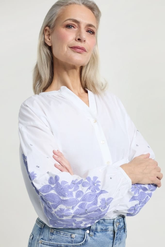 Josephine & Co Jet Blouse Lavender Print Größe: 40 | Longsleeves Outlet | Damen