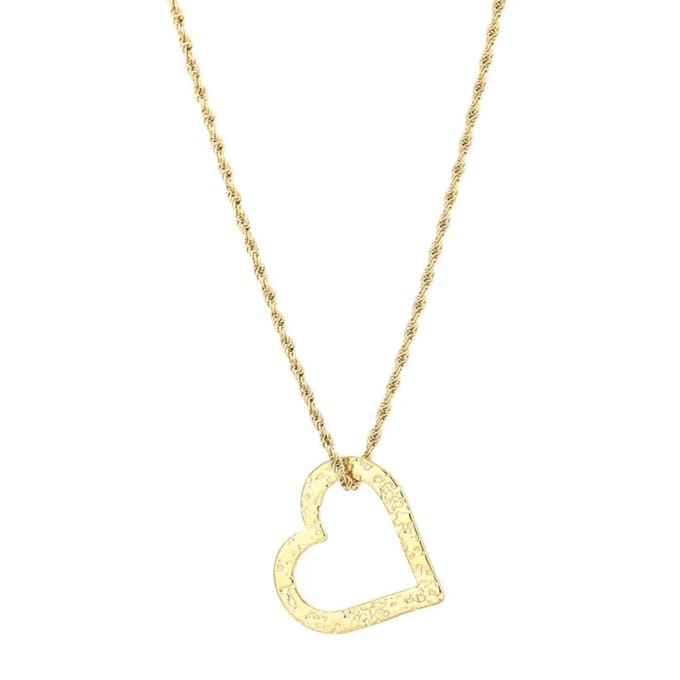 Bijoutheek Collier Gedraaid Hart Gehamerd Goud