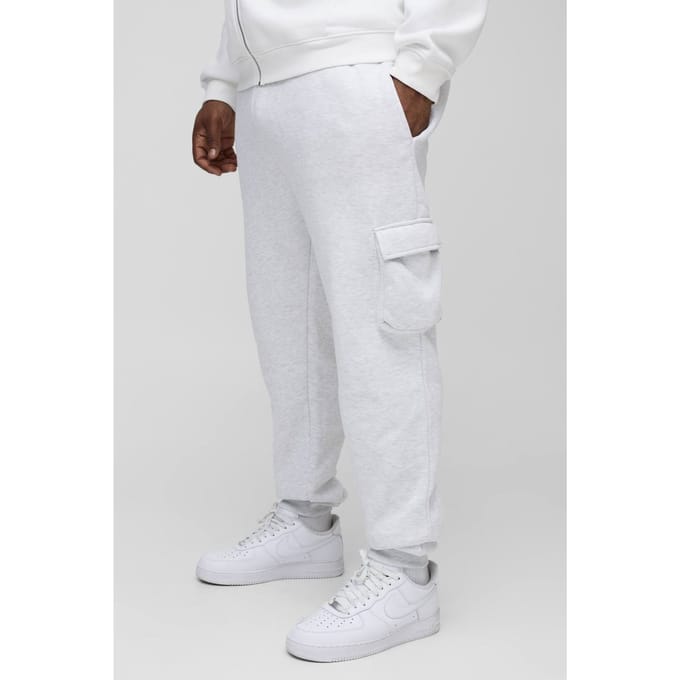 Plus Skinny Fit Cargo Joggers In Grey Marl | Size 3XL