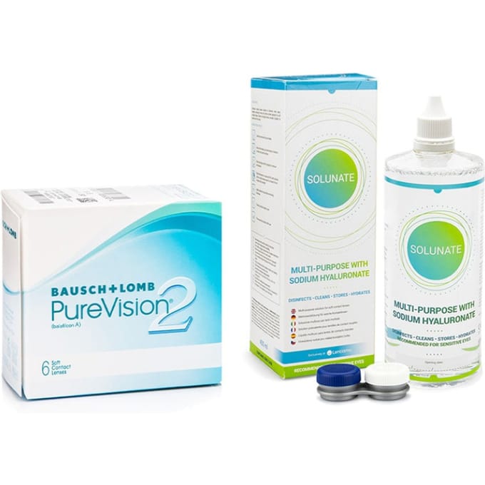 PureVision 2 (6 lenzen) + Solunate Multi-Purpose 400 ml met lenzendoosje