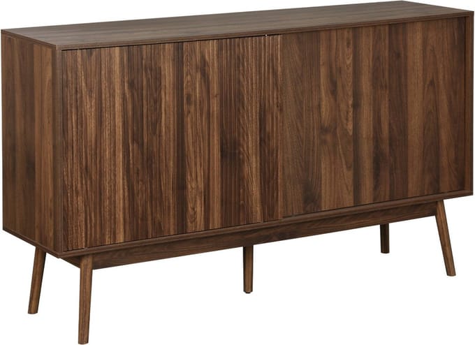 sweeek - Dressoir 2 schuifdeuren houtdecor deels gegroefd 150cm - linear